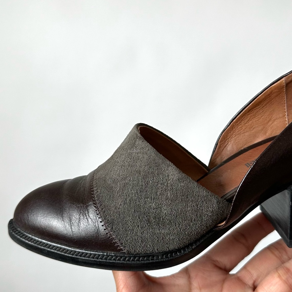 Jeffrey Campbell Chic Brown Loafers Chunky Block Heel ‘Shriver’ D’Orsay Style-8 - Picture 4 of 13